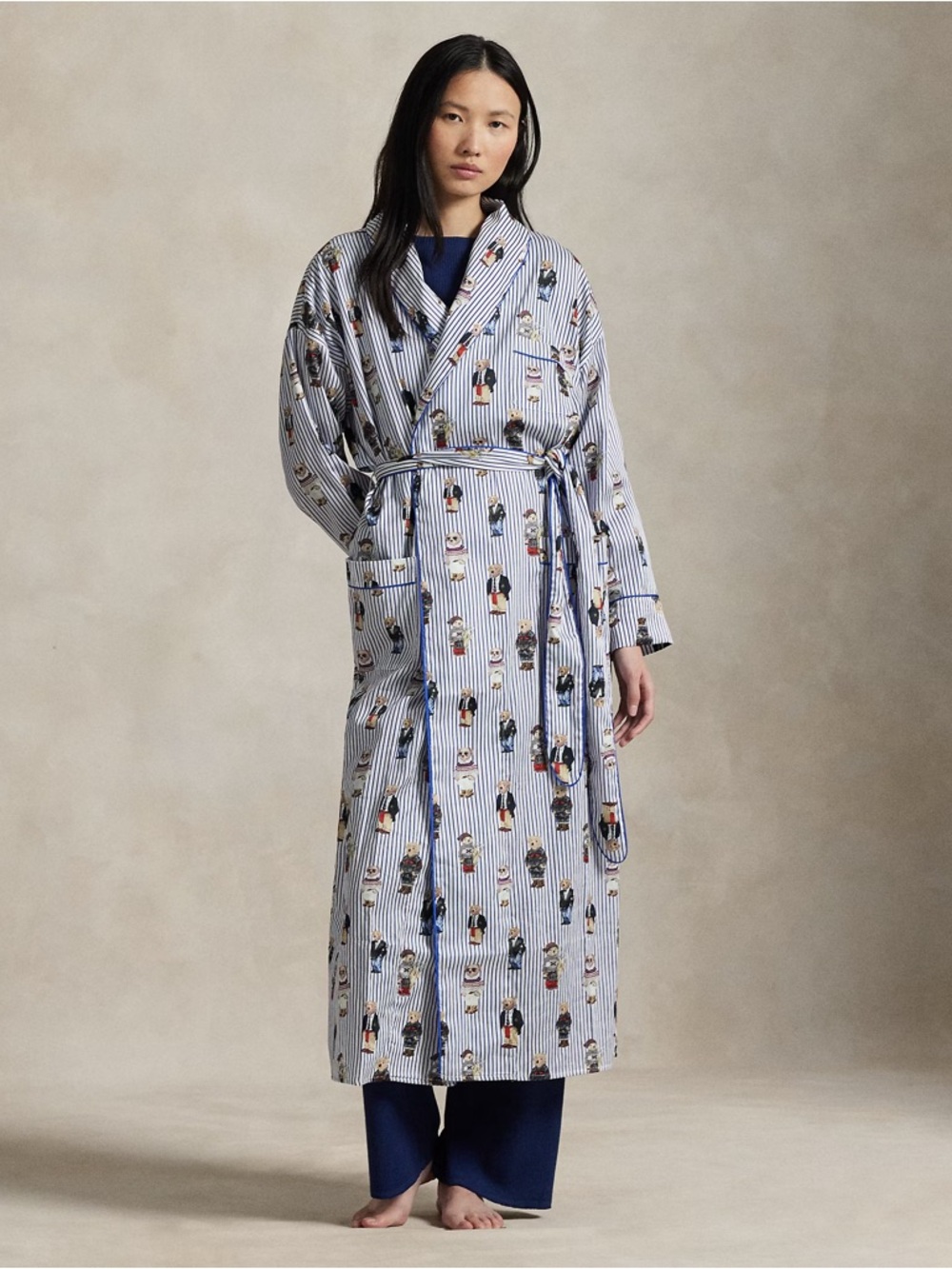 POLO by Ralph Lauren Striped Polo Bear Cotton Sateen Robe